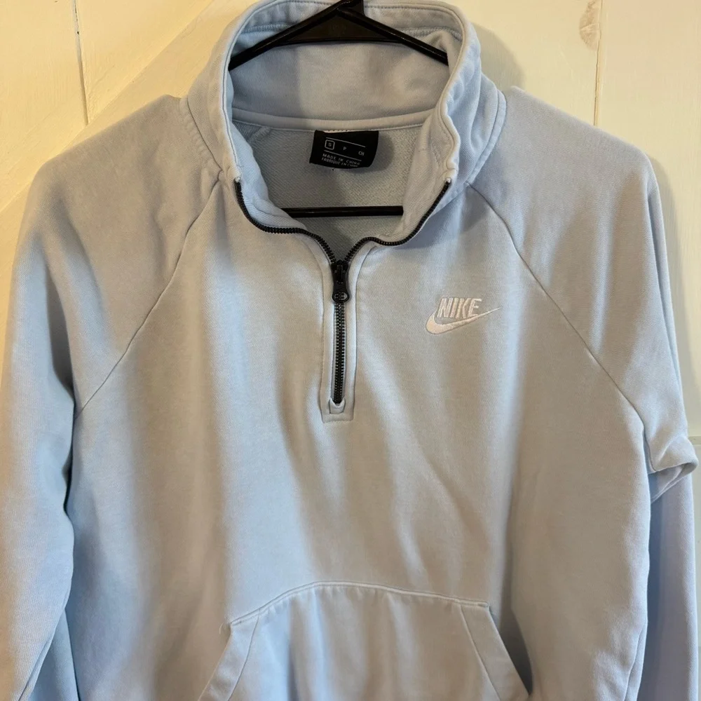 Nike Women’s Sky Blue Quarter-Zip‎ Sweatshirt Small Athleisure